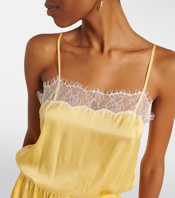 Combishort Silvia en satin à finitions en dentelle | Poupette St Barth