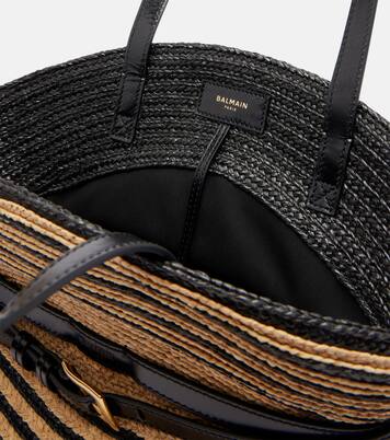 Gestreifte Schultertasche in Raffiabast-Optik | Balmain