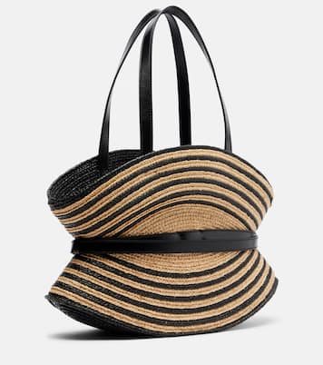 Gestreifte Schultertasche in Raffiabast-Optik | Balmain