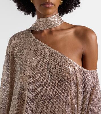 Trebbia asymmetric sequined mesh kaftan | Taller Marmo
