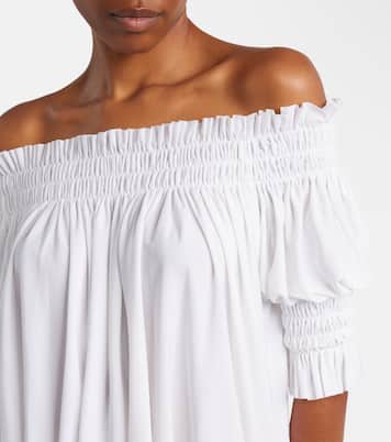 Off-shoulder smocked bodysuit | Norma Kamali