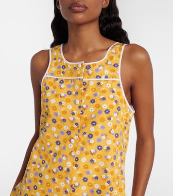 Robe midi en coton à fleurs | Miu Miu