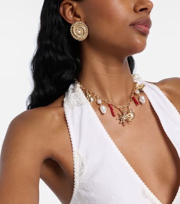 Faux pearl-embellished earrings | Self-Portrait