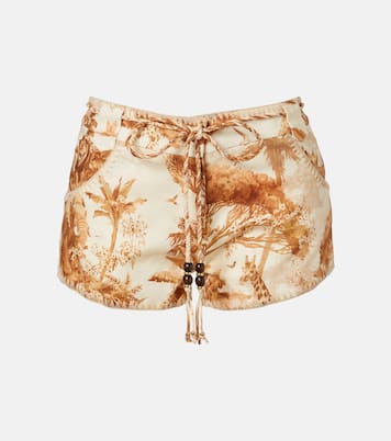 Indra beaded printed linen shorts | Zimmermann