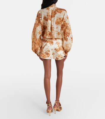 Indra beaded printed linen shorts | Zimmermann