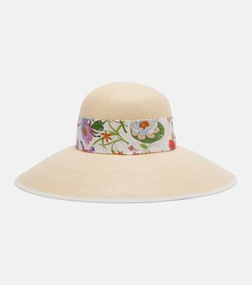 Floral silk-trimmed sun hat | Gucci