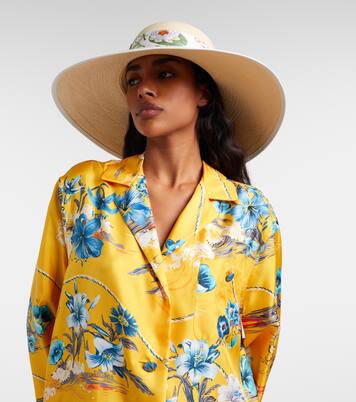 Floral silk-trimmed sun hat | Gucci