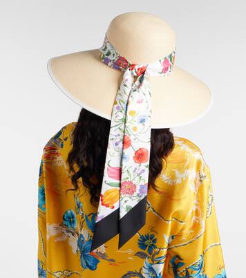 Floral silk-trimmed sun hat | Gucci