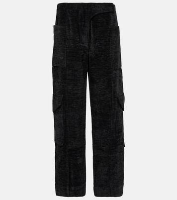 High-rise wide-leg chenille pants | Ganni