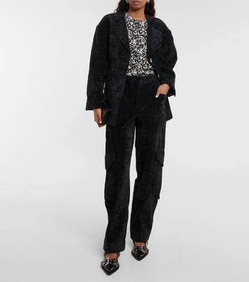High-rise wide-leg chenille pants | Ganni