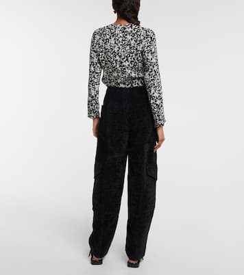 High-rise wide-leg chenille pants | Ganni