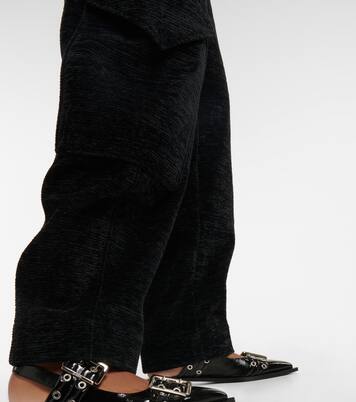 High-rise wide-leg chenille pants | Ganni