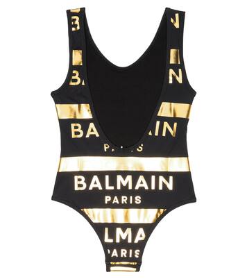 Logo striped swimsuit | Balmain Kids