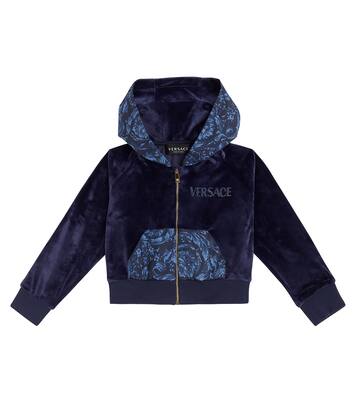 Barocco embellished velvet hoodie | Versace Kids