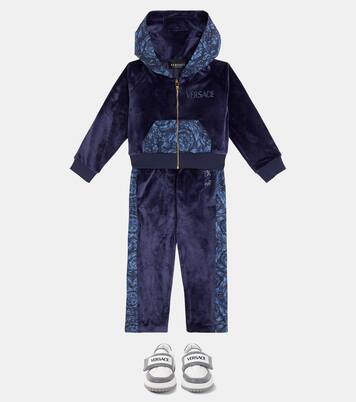 Barocco embellished velvet hoodie | Versace Kids