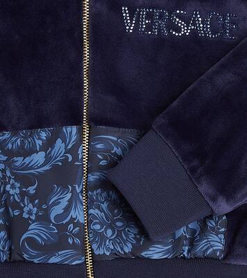Barocco embellished velvet hoodie | Versace Kids