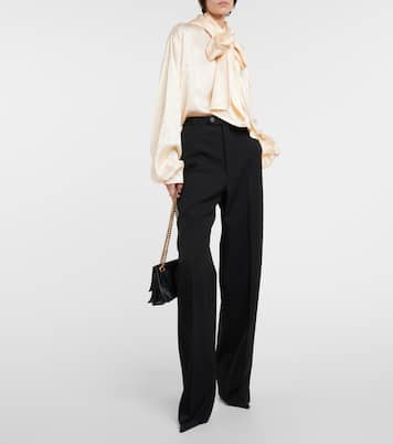 Pantalon ample à taille mi-haute en laine | Balenciaga