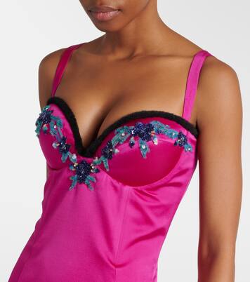 Robe midi en satin à ornements | Miss Sohee