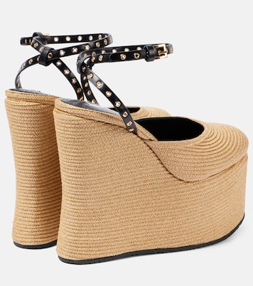 LA leather-trimmed paper straw wedges | Alaïa