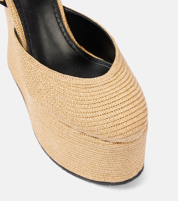 LA leather-trimmed paper straw wedges | Alaïa