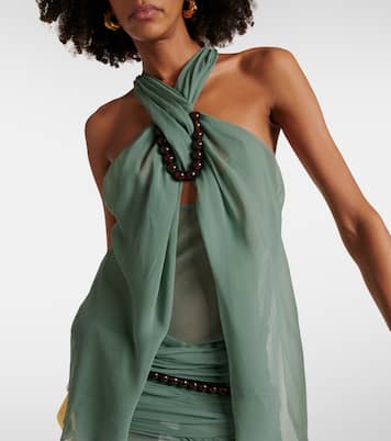 Robe longue en soie à perles | Christopher Esber