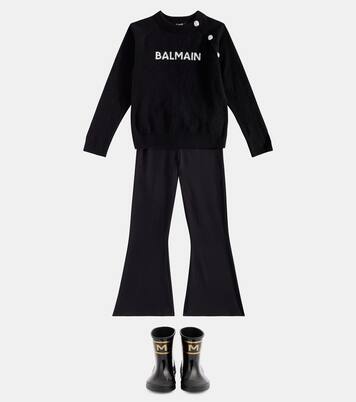 Cotton-blend jersey leggings | Balmain Kids