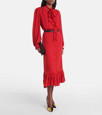 فستان ميدي بزمزمة من جورجيت الحرير | Valentino