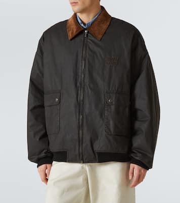Bomberjacke aus Baumwollpopeline mit Cord | Miu Miu