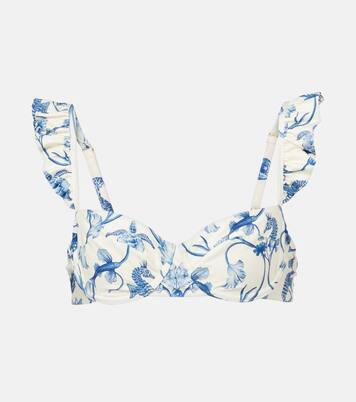 Kiwi printed ruffled bikini top | Agua by Agua Bendita