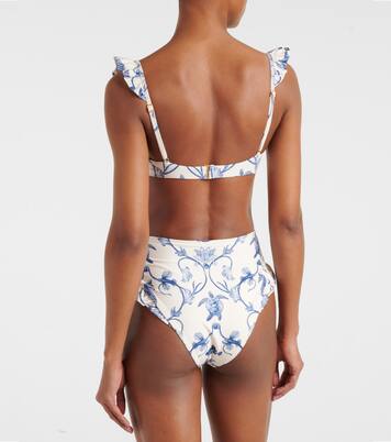 Kiwi printed ruffled bikini top | Agua by Agua Bendita