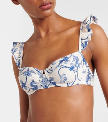 Kiwi printed ruffled bikini top | Agua by Agua Bendita