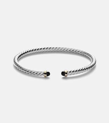 Bracciale Cable Flex in argento sterling e oro 14kt con onici | David Yurman