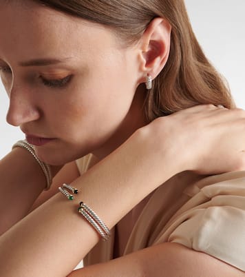 Bracciale Cable Flex in argento sterling e oro 14kt con onici | David Yurman