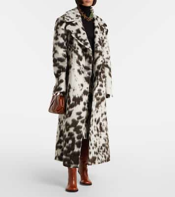 Cappotto in misto lana e alpaca con stampa | Dries Van Noten