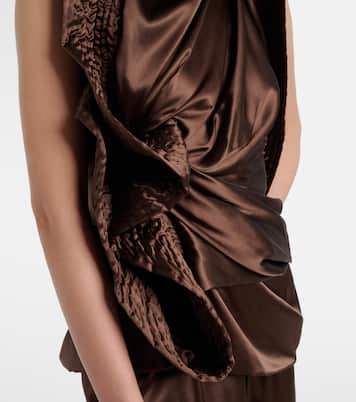 Top asymétrique en satin de soie mélangée | Dries Van Noten