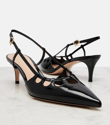 Pointy 55 patent leather slingback pumps | Gianvito Rossi
