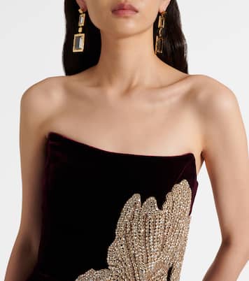 Robe aus Samt mit Kristallen | Costarellos