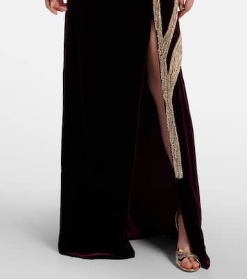 Robe aus Samt mit Kristallen | Costarellos