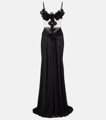 Floral-appliqué mesh gown | David Koma
