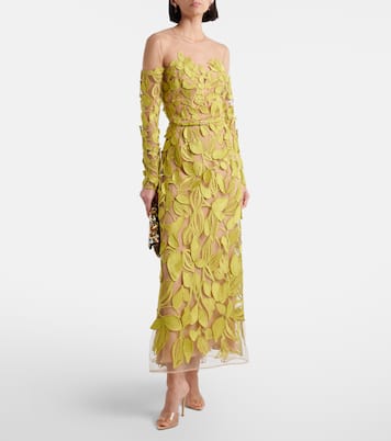 Embroidered silk-blend midi dress | Elie Saab
