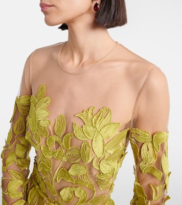 Embroidered silk-blend midi dress | Elie Saab