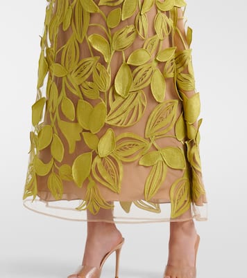 Embroidered silk-blend midi dress | Elie Saab