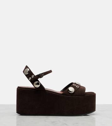 Verzierte Plateausandalen aus Veloursleder | Valentino Garavani
