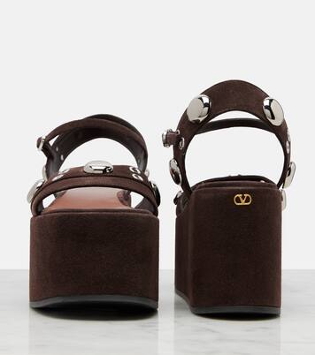 Verzierte Plateausandalen aus Veloursleder | Valentino Garavani