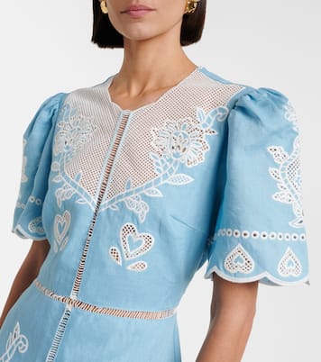 Besticktes Midikleid aus Leinen | Farm Rio