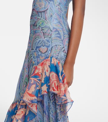 Paisley floral tiered silk chiffon maxi dress | Etro