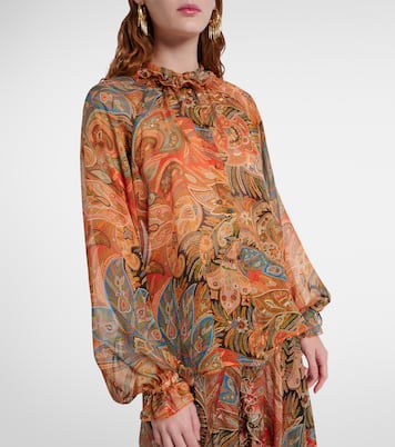 بلوزة من الحرير مكشكشة بطبعات | Etro