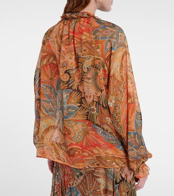 بلوزة من الحرير مكشكشة بطبعات | Etro