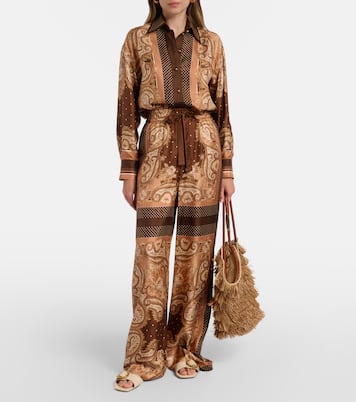 Pantaloni Luna in seta con stampa paisley | Zimmermann