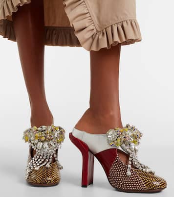 Embellished patchwork leather mules | Dries Van Noten